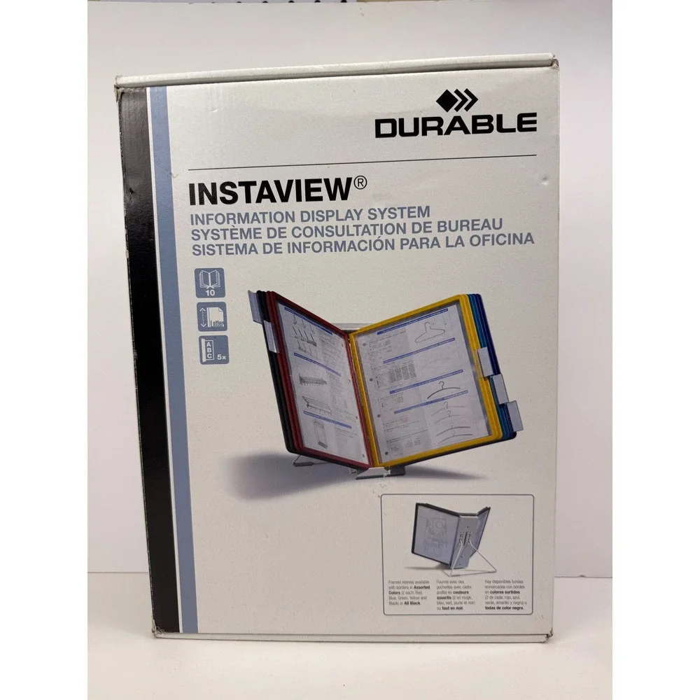 Durable InstaView Desk Stand Information Display System 10 Sleeves Black 561201